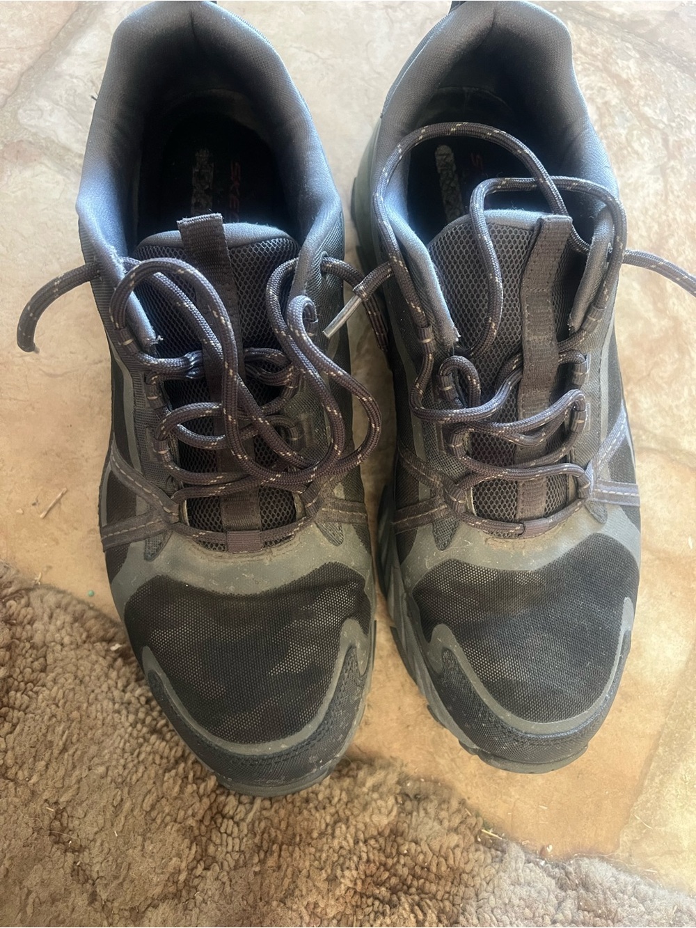 Skechers Men's Black and Gray Athletic Trail Sneakers